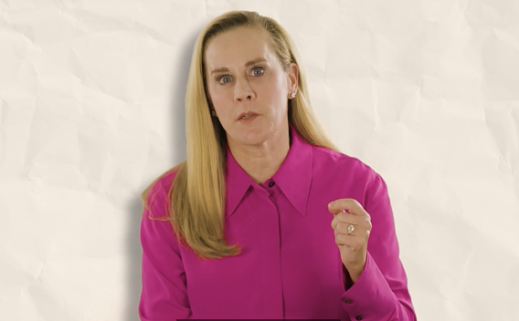 Leigh Sansone wearing a pink shirt